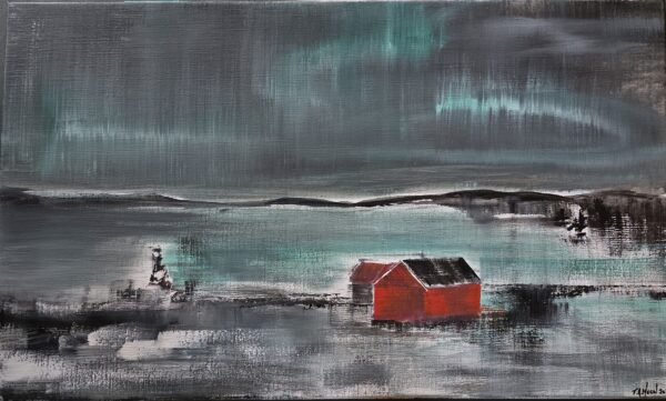 Nordlys ved Kroksjøen, 100x60